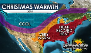 Stubborn pattern over the United States that has what cold is available in the west and warmth for the eastern half of the country. This pattern has be dominant for much of December and will continue through Christmas with near record heat in some places.